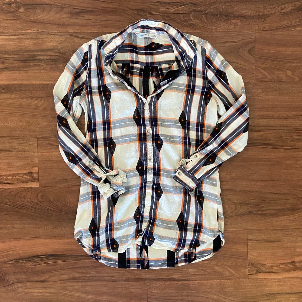 Woolrich Blue Orange and White Flannel Top